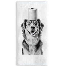 TNUW Funny Australian Shepherd Hand Towels 16x24 Inch, Australian Shepherd Gifts for Women, Aussie Dog Gifts for Women Decorative Hand Towels for Bathroom Washroom Decor, Funny Dog Bathroom Decor