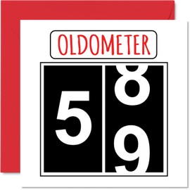 Funny 59th Birthday Cards for Men and Women - Oldometer - 59th Birthday Card for Dad, Mom, Grandpa, Nanny, Grandma, Boyfriend, 145mm Greeting Cards, 59th Birthday Card