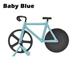 BE-TOOL Bicycle Pizza Cutter, Bike Pizza Slicer Dual Stainless Steel Non-Stick Cutting Wheels with a Stand, for Home Pizza Lovers (1 Pack, Baby Blue)