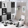 4PCS/Set Modern Golfer Golf Ball Patchwork Black Shower Curtain 72W