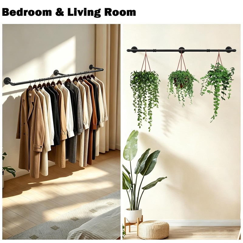 Winmien Industrial Pipe Clothes Rack, 50 In Heavy Duty Wall