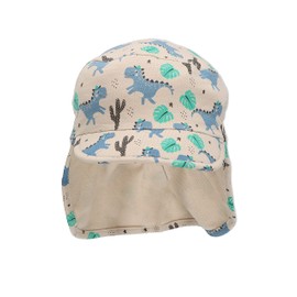 Sterntaler Boys' Peaked Cap with Neck Protection Desert Dinosaur Sun Hat, beige