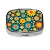 keluki Abstract Hippie Flower Print Square Metal Pill Box with