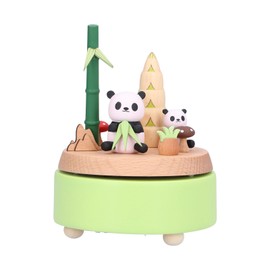 Panda Shaped Music Box Desktop Wooden HandiCraft Ornament for Valentine's Day Birthday