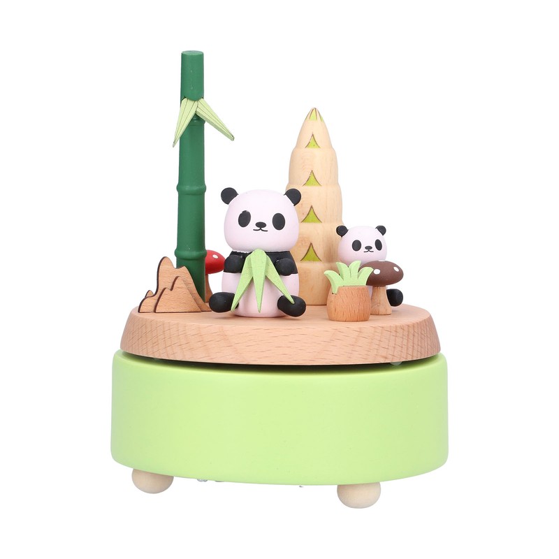 Panda Shaped Music Box Desktop Wooden HandiCraft Ornament for Valentine's