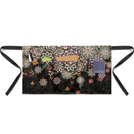 Noprintge Waist Apron for Women Men, Gorgeous Flowers Pattern Server Half Apron for Cooking with 3 Pockets, 13.19 X 23.43 Inch Waterproof & Oil Waitress Apron with Pocket