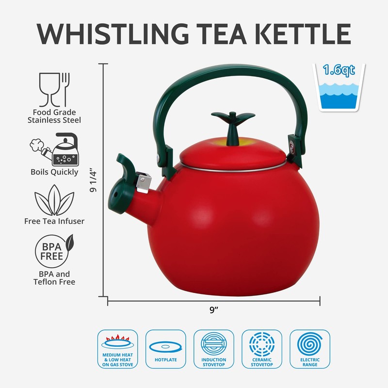 Whistling Tea Kettle for Stove Top Enamel on Steel Teakettle,