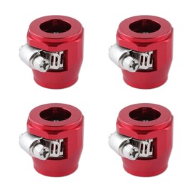 LEONTOOL 4PCS 8AN Flexible Rubber Hose Pipe Clamps, Hex Car Hose Finisher Clamp with Screw Band, Hose End Cover Aluminium Hose Connectors for 1/2 Fuel Line/Diesel/Gas/Air/Water/Oil and Water Hose, Red