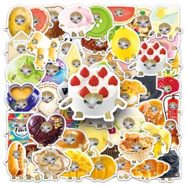 50 PCS Funny Cat Head Stickers Funny Cat Vinyl Waterproof Stickers for Adults,Boys,Girls,Kids,Children,Teens Decals for Skateboard,Luggage,Computer,Bicycle,Laptop,Phone,Water Bottle