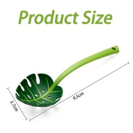 2 Pack Jungle Spoon Set, Green Leaf Design and Turtle Back Leaf Spoon, 11.8 Inches Long, Ideal for Household Cooking, Noodle Serving, and Kitchen Utensils