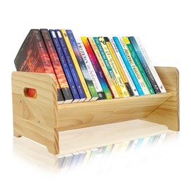Desktop Bookshelf Organizer, Wood Office Tabletop Book Storage Rack, Tilting Bookcase for Books/Magazine Display,Small Desktop Bookshelf,Desk Shelf