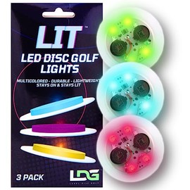 Level Disc Golf - LIT Disc Golf Lights (3 Pack) - Enhance Your Game with Powerful LED Lighting - Perfect for Nighttime Glow Rounds - Water Resistant & Durable