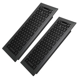 Howeall 4x12 Inches 2 Pack Heavy Duty Walkable Floor Register - Easy Adjust Air Supply Lever Decorative Floor Vent Covers - Boston Design Vent Covers for Home - Matte Black