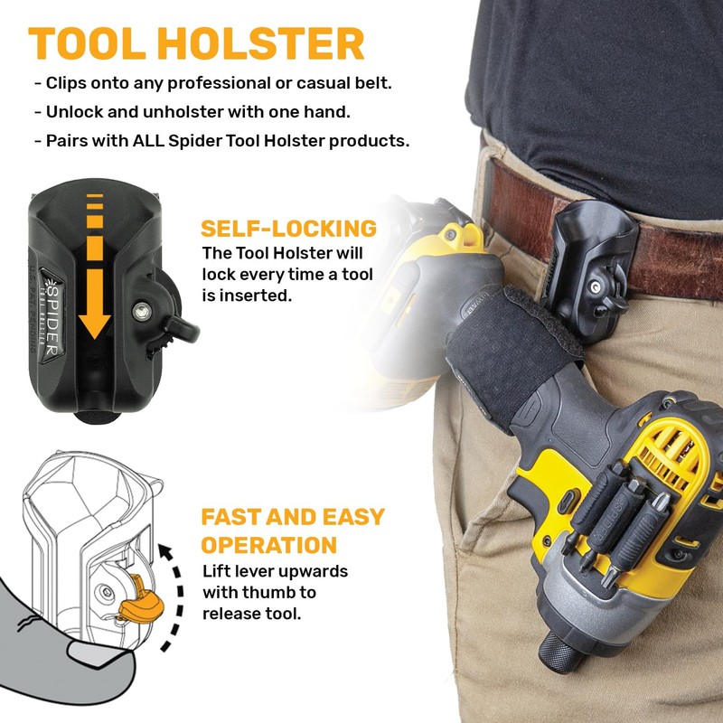 Spider Tool Holster - Self Locking, Quick Draw, Universal Tool