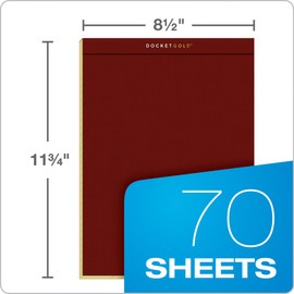 TOPS Docket Gold Writing Pads, 8-1/2" x 11-3/4", Legal Rule, Burgundy Cover, Canary Paper, 70 Sheets (99714)