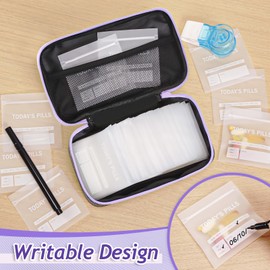 Pill Bags for Travel 120 Pcs, Clear Pill Pouches with Storage Organizer Case, Marker and Pill Remover - Resealable Pill Pockets for Daily and Travel Medication Management