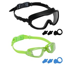 2 Pack Kids Swim Goggles, One-Piece Lens & Compact Style Swimming Glasses for Children and Early Teens from 3 to 15 Years Old