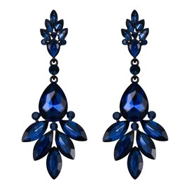 EVER FAITH Crystal Earrings Crystal Flowers Leaf Cluster Earrings for Women Clear Silver Tone, Crystal, No information