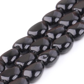 GEM-Inside 10mm Heart Charms Natural Black Obsidian Jasper Gemstone Stone Beads for Jewelry Making Full 15" Strand Power Energy Healing Chakra Stone Beads