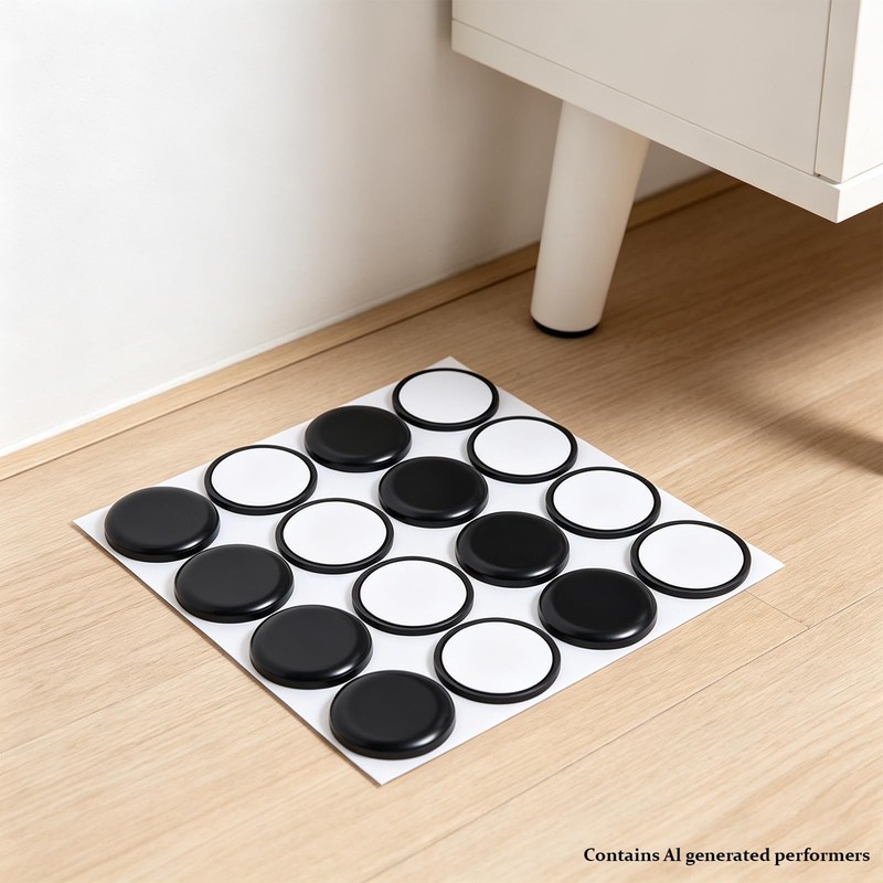 16 Pack Furniture Sliders 1.5 Inch for Carpet Black