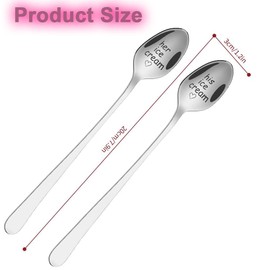 2 Pcs His and Hers Ice Cream Spoons Boyfriend Girlfriend Birthday Valentines Gifts for Husband Wife Engraved Spoon for Couples Anniversary Christmas Presents for Him Her