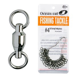 OCEAN CAT 10/20/30/40/50 Pcs Ball Bearing Swivel Snaps Stainless Steel Welding Rings Silver Finish Super High Strength Saltwater Big Game Fishing (#0, 40 pcs)