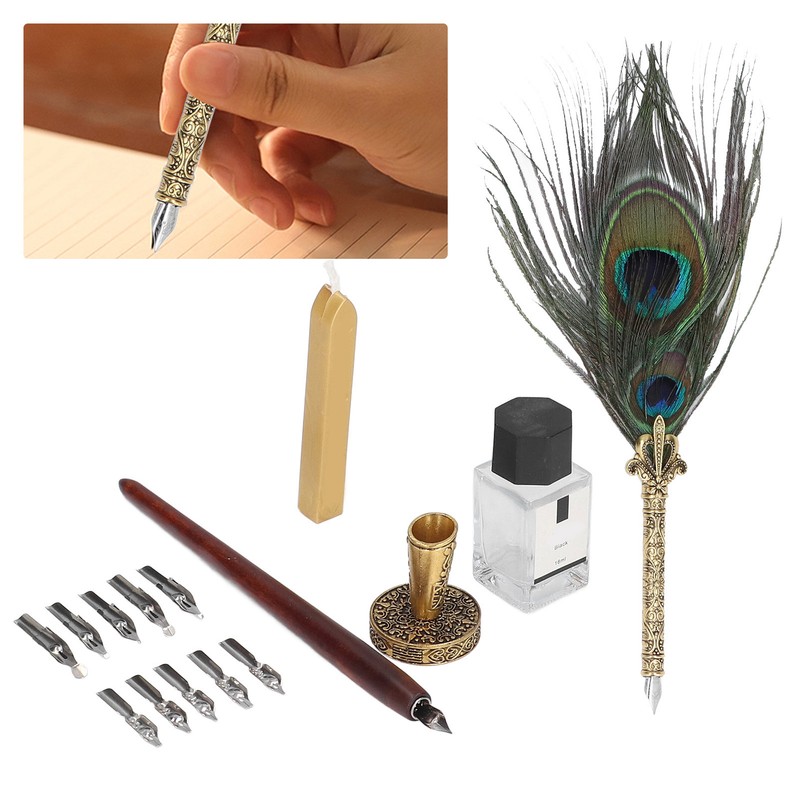 Feather Pen Exquisite Pattern Quaint Texture Comfortable Grip Stainless Steel