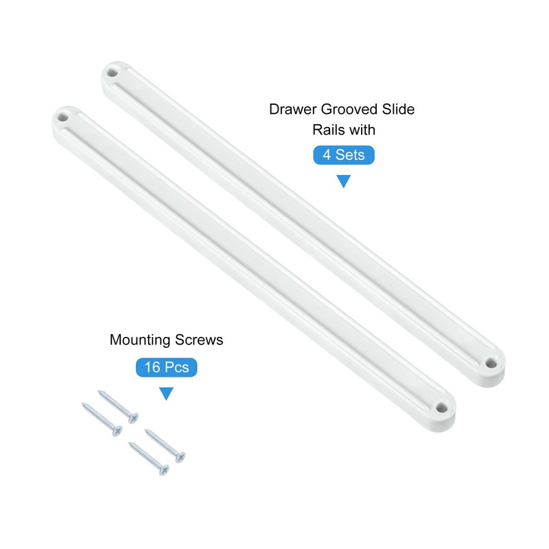 sourcing map Drawer Slides, 4Set 235mm - Plastic Drawer Rails