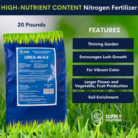 Supply Solutions Urea 46-0-0 Nitrogen Fertilizer to Stimulate Lush Growth and Deep Green Color - Plant Food Plant Fertilizer for Plants Lawn Garden - Bloom Booster for Flowers, Fruits (20 Pounds)