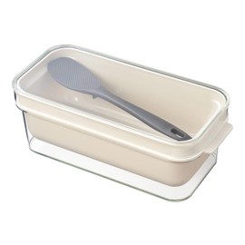 Oaks Reye Bran Box, Bran Pickled Bran, Container, Visible Contents, Exclusive Rice Spoon, Compact, Beige, Made in Japan