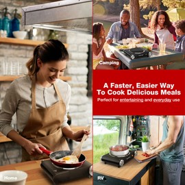 Hot Plate, Techwood Single Burner for Cooking, 1200W Portable Infrared Ceramic Electric Stove with Adjustable Temperature, 7.1” Cooktop for Home/RV/Camp, Compatible for All Cookwares, Black