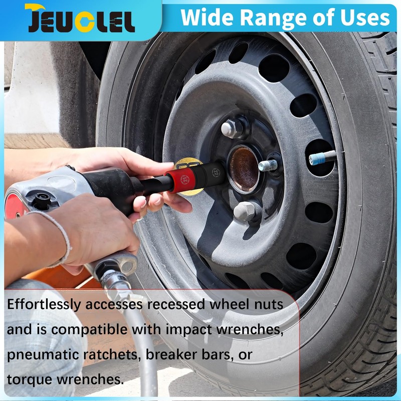 JEUCLEL 6PCS 8 Size 1/2" Drive Lug Nut Socket Set,