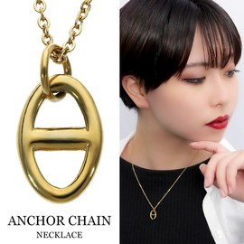 Shinjuku Gin no Kura Round Anchor Chain, Gold, Necklace, Pendant (with Chain), Marina, Marina, Ship, Simple, Stainless Steel, Stainless Steel