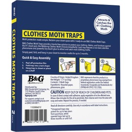 B&G Clothes Moth Traps with Pheromones | 2-Pack | Odorless Moth Traps for Clothes | Closet Moth Prevention | Sticky Glue Traps for Fabric