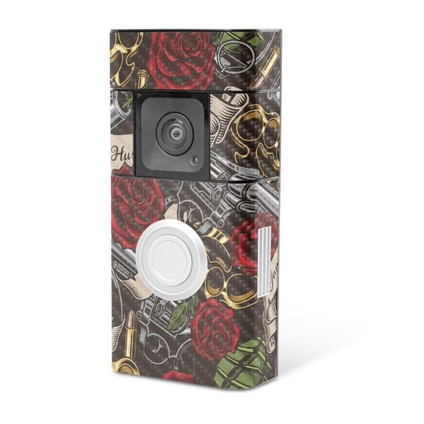MightySkins Carbon Fiber Skin Compatible with Ring Video Doorbell Plus