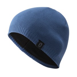 Oscenny Beanie,Bright Smooth Durable Solide Double Layer Warm Fleece Knitted Beanie Sports Hat Cap for Running,Cycling,Skull,Ski,Jogging,Hiking for Men Women Winter Denim Blue