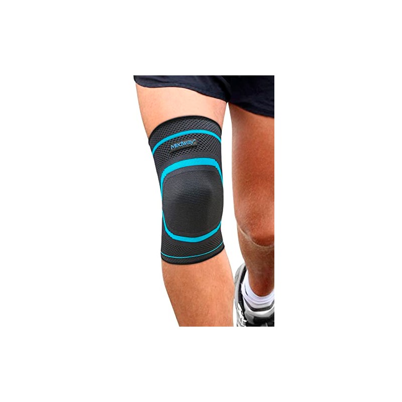MEDWAY | Rodillera Elástica Deportiva Premium Color Negro - Azul