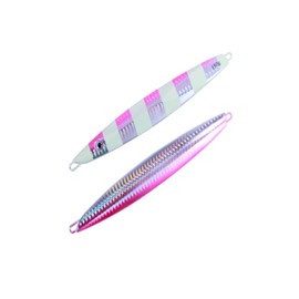 La kukuna Metal Jig Shore Jig Lures Luminous Vertical Jigs with Hologram (200g, Pink Stripe)