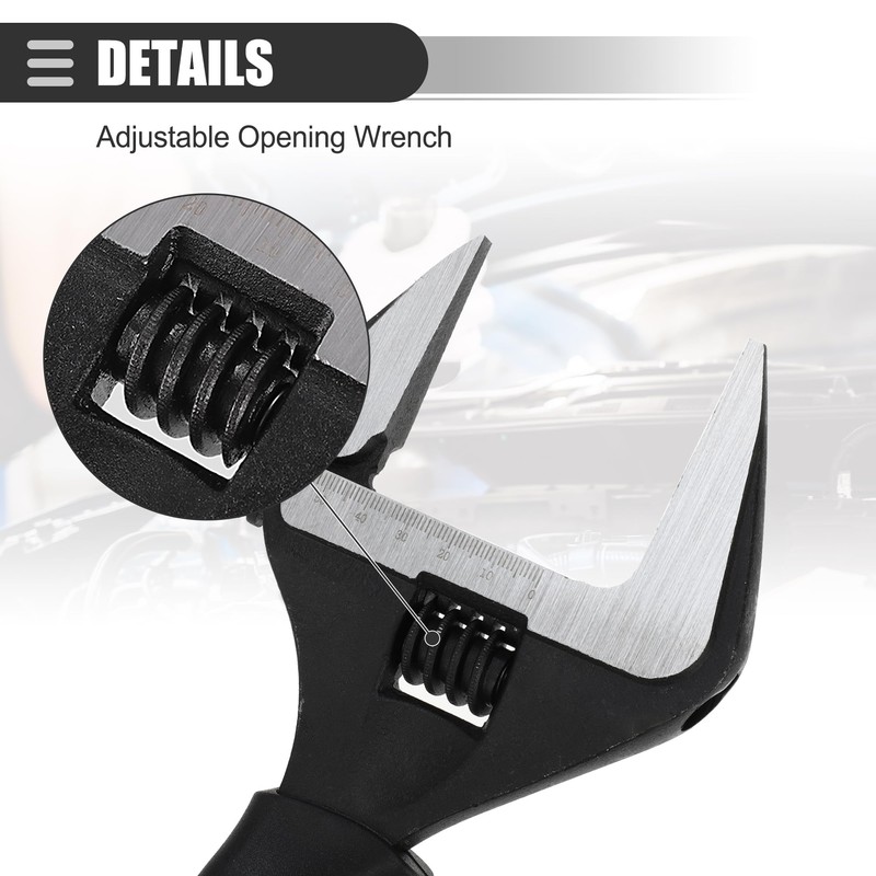 Motoforti Universal Adjustable Spanner Wide Jaw Opening Wrench Automotive Tool,
