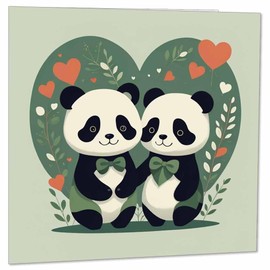 Cute Panda Card Valentines Anniversary Love Pandas 145 x 145mm