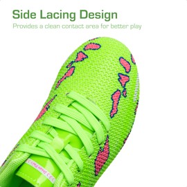 DREAM PAIRS Boys Girls Soccer Cleats Kids Football Shoes for Little/Big Kid, Neon Green, 4 Big Kid
