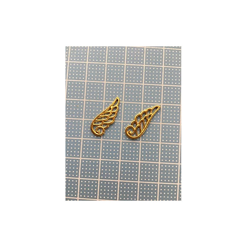 50 Pieces Wing Feather Golden Charms Decor Craft Handmade Accessories