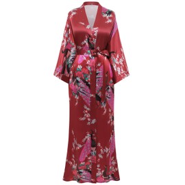 BABEYOND Kimono Dressing Gown Peacock Kimono Robe Kimono Cardigans for Women Wedding Girl's Bonding Party Pyjamas 135cm