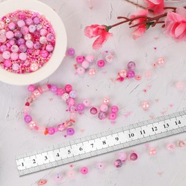 UHOMENY Mixed Colour Glass Crystal Round Spacer Beads for Bracelet, Jewelry, Necklace, Key Chains, Earring Making Crafts (Pink)