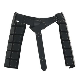 BLESSUME - Delantal medieval de piel sintética con diseño de gladiador romano, Negro 2, Talla única