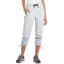 BALEAF Women's Hiking Pants Lightweight Quick Dry Water Resistant Cargo Pants 31'' Inseam for All Seasons Cool Gray Size M