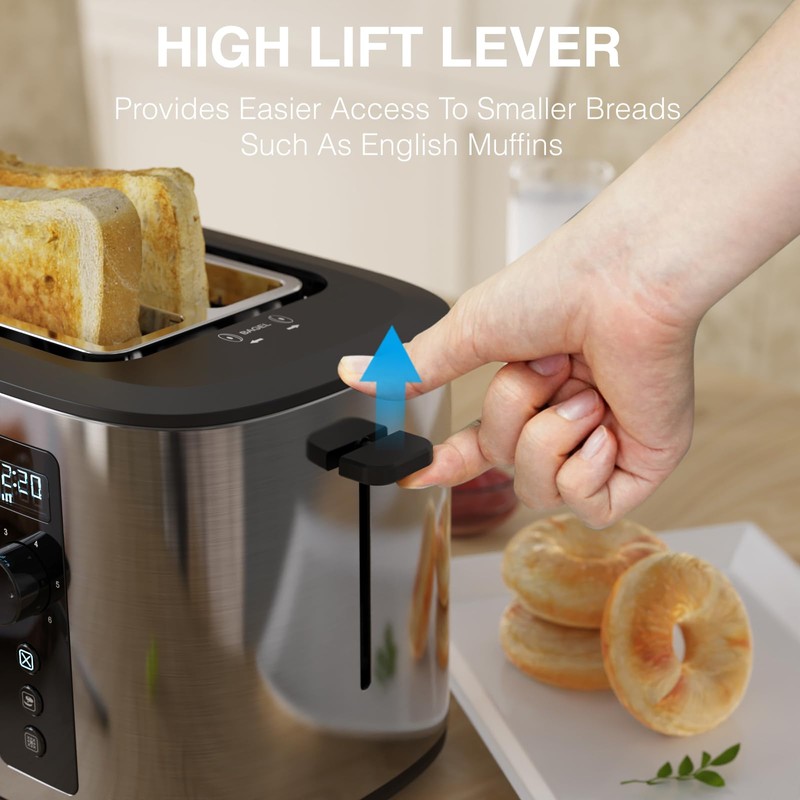 Anfilank Toaster 4 Slice with Countdown Timer, Extra Wide Slots