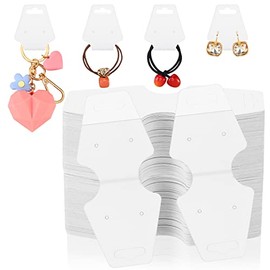 500 Pcs Necklace Display Cards Adhesive Jewelry Packaging Card Kraft Keychain Display Card Hanging Bracelet Card Holder for Choker Earring Hairband Displaying Small Business Supplies (White)