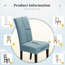 BalladHome Chair Covers, Set of 4, Stretch Chair Covers, Modern Twill Jacquard Chair Cover, Dining Room Chairs, Chair Cover, Removable, Washable Chair Covers for Dining Room, Kitchen, Hotel (Light