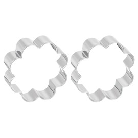 uxcell 2Pcs 1" x 3" x 3" Cookie Cutter for Baking Stainless Steel Silver Tone Eight Petal Flower